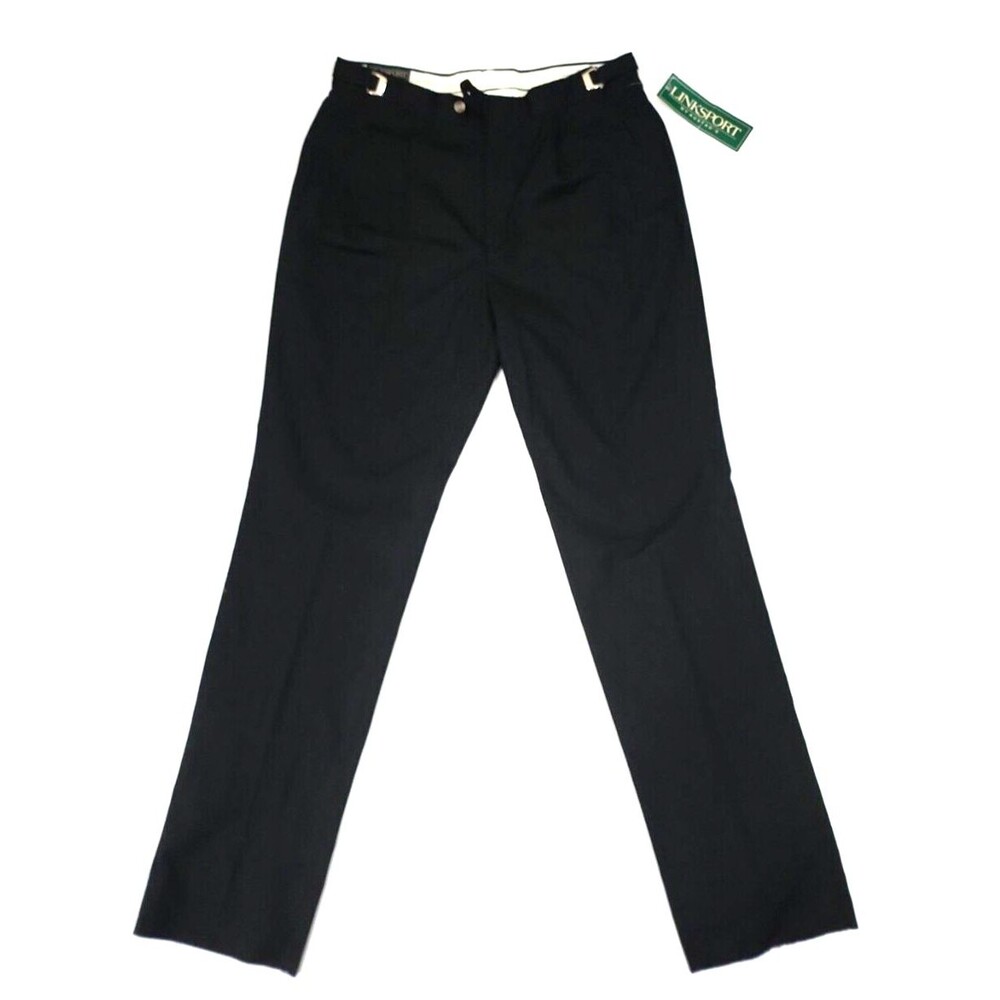 Black Dress Pants Linksport by Austad's Twill Pleated Front Expandable Waist, 36